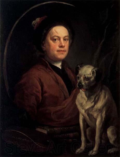 William Hogarth Self-Portrait with a Pug Norge oil painting art